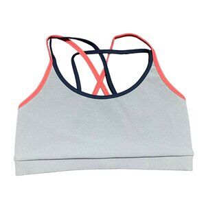 Fourlaps Vitality Sports Bra XS Silver With Pink‎ & Navy Straps Athletic NWT